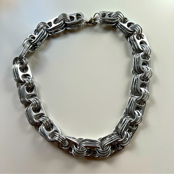 Jewelry - Pop Tab Chunky Chainlink Necklace Silver Aluminum Made in Montreal